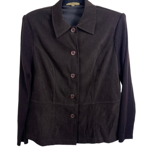 Women's Notations Brown Button Up Jacket XL Petite - Picture 1 of 4